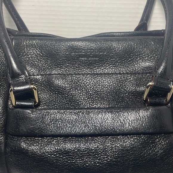 Kate Spade Soft Black Glittery Leather Shoulder Bag With Side Drawstring Closure - Picture 3 of 10